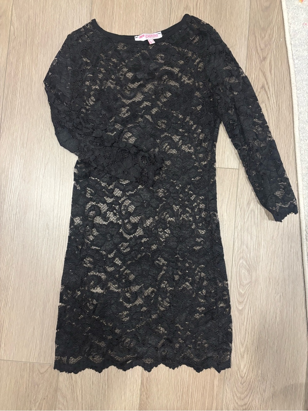 ASOS Petite Black Lace Long-Sleeve Sheath Dress